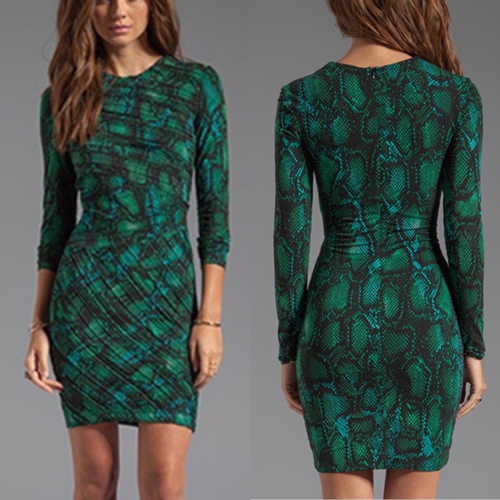 Torn Ronny Kobo Green Long Sleeve BodyCon